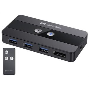 USB 3.0 KVM Switch DisplayPort 1.4 8K 2PC 3‎ USB Port + Remote Control